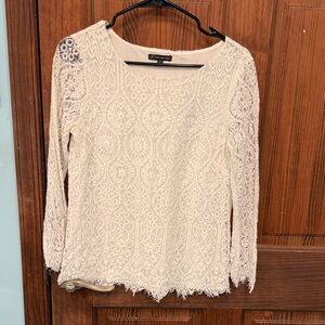 Adrianna Papell Cream Lace Blouse